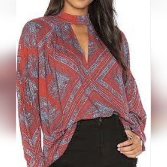 Free People Walking On A Dream Long Sleeve Geo Floral Print Tunic Sz S Boho Chic - Picture 6 of 14